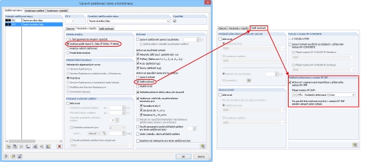 Berücksichtigung der Vorverformung für Lastfälle bzw. Kombinace zatížení