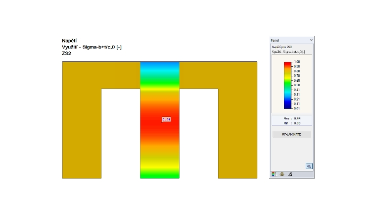 Auslastung des knickgefährdeten Wandabschnitts