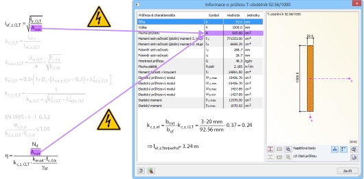 Korrektur der Querschnittsfläche über die Knicklänge