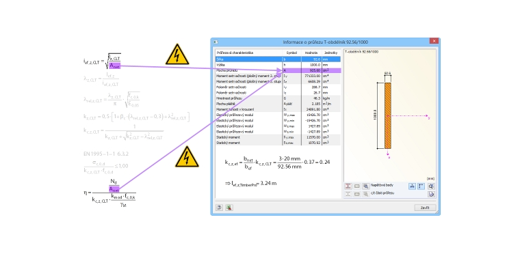 Korrektur der Querschnittsfläche über die Knicklänge