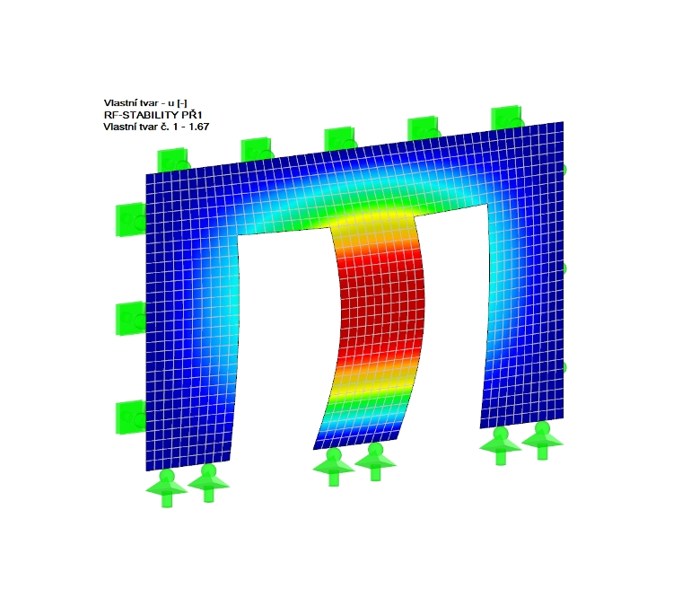 Součinitel kritického zatížení pro celou konstrukci