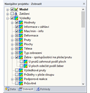 Zobrazení vnitřních sil pouze pro žebro