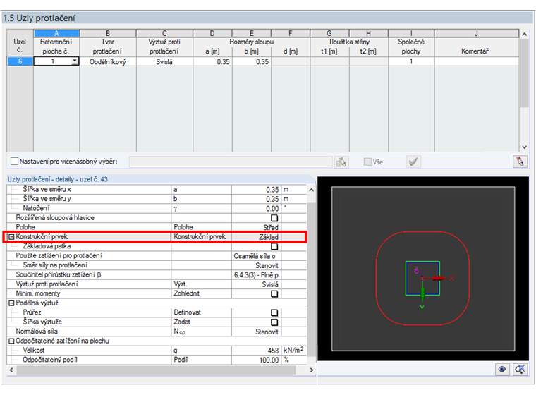 Maske 1.5 mit Definition des Bauteils für den Durchstanznachweis