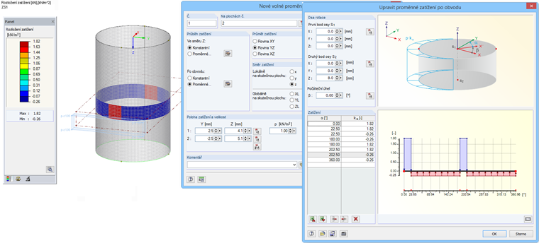 Lasteingabe in RFEM für Teilflächenlast für den Lastfall Füllen (z = 4,61 m)