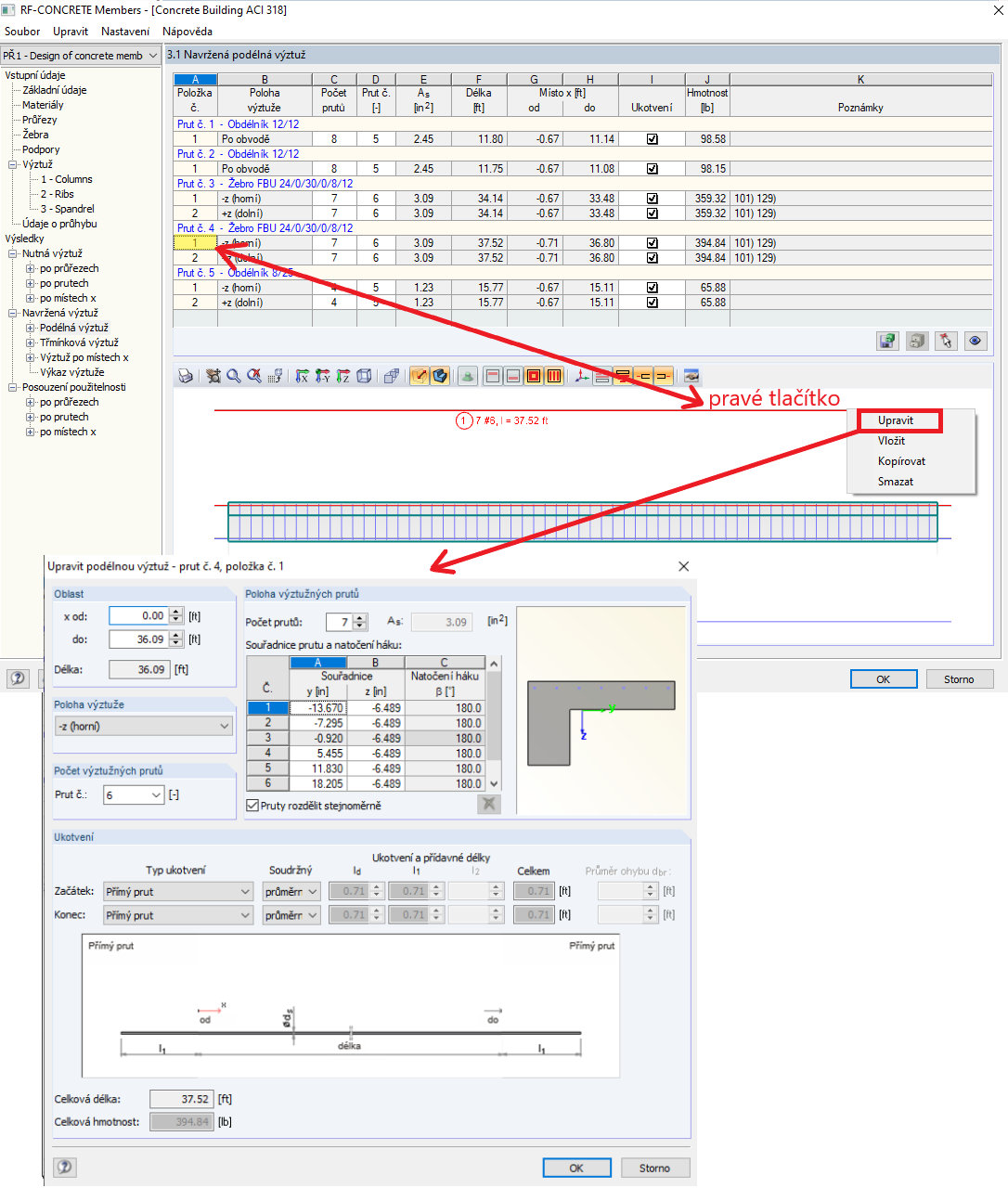 Pick-Funktion in neuer Bewehrungsgrafik