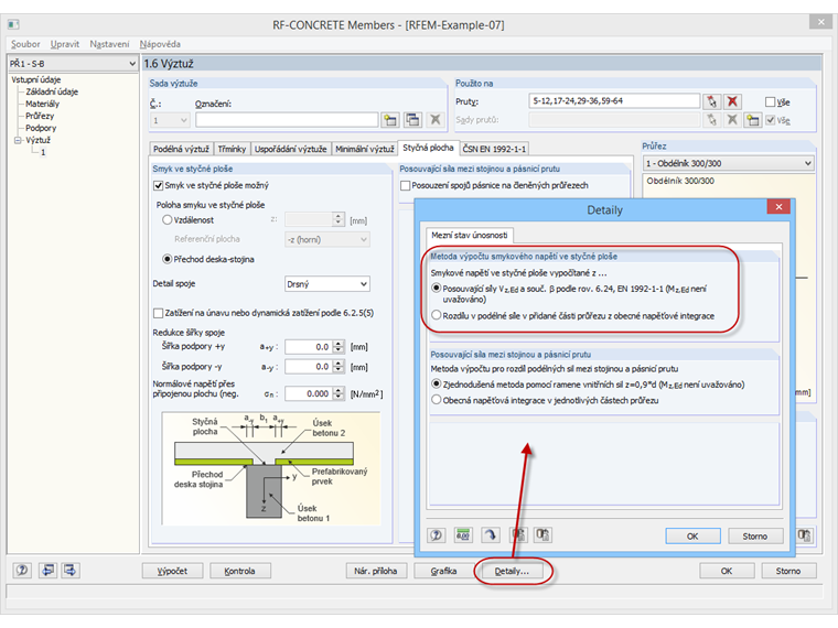 Posouzení smyku ve styčné ploše