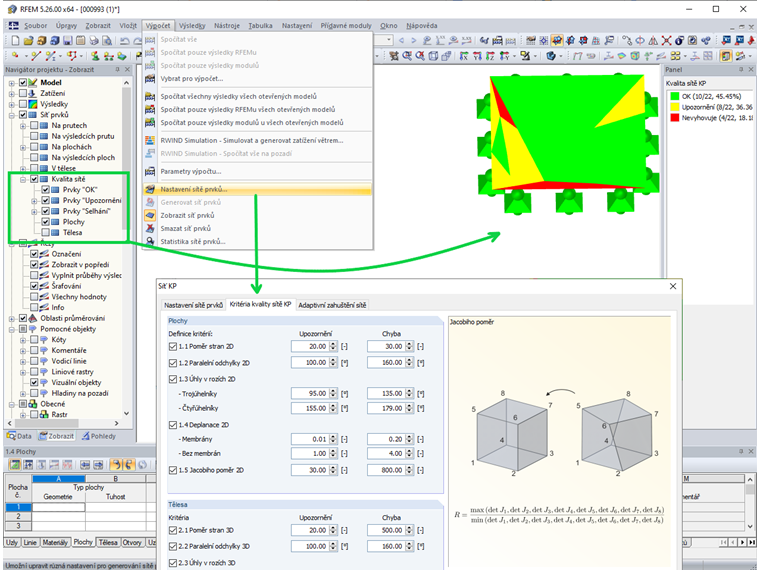 Zobrazení kvality sítě konečných prvků
