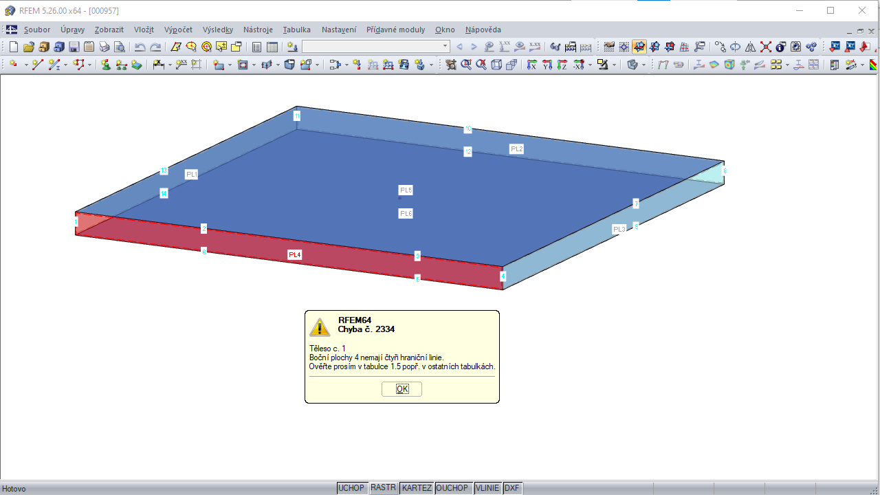 Boční plocha PL4 se šesti hraničními liniemi