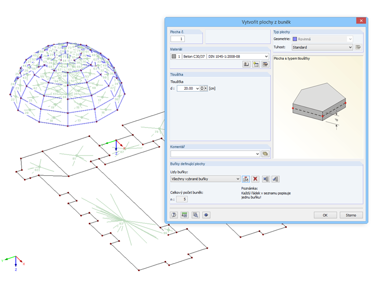 Vytvoření ploch z buněk