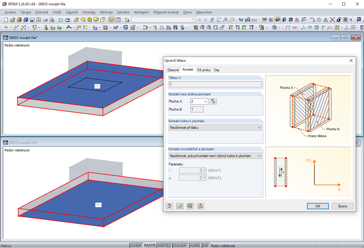 Kontaktní plocha A je kontaktní plocha PL2
