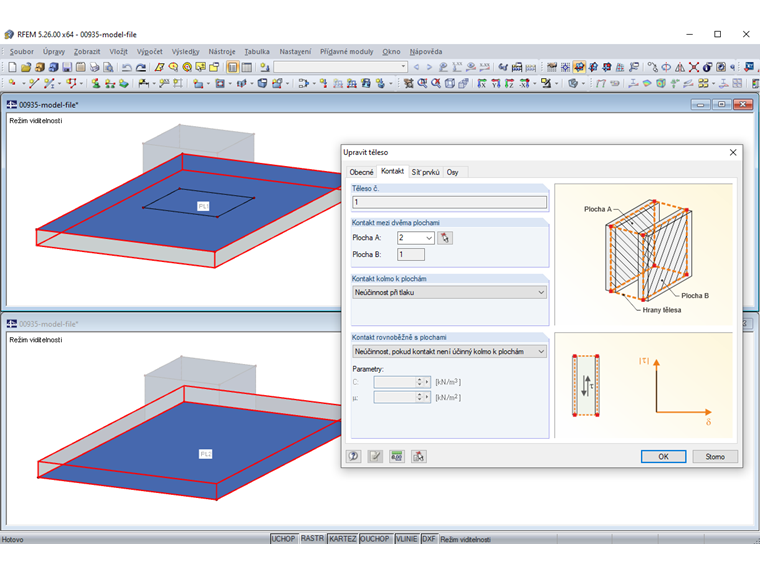 Kontaktní plocha A je kontaktní plocha PL2