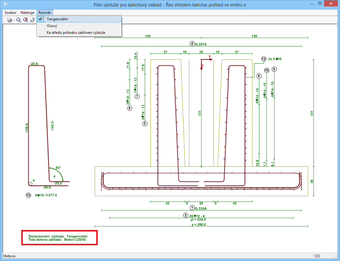 Nastavení výkresů výztuže