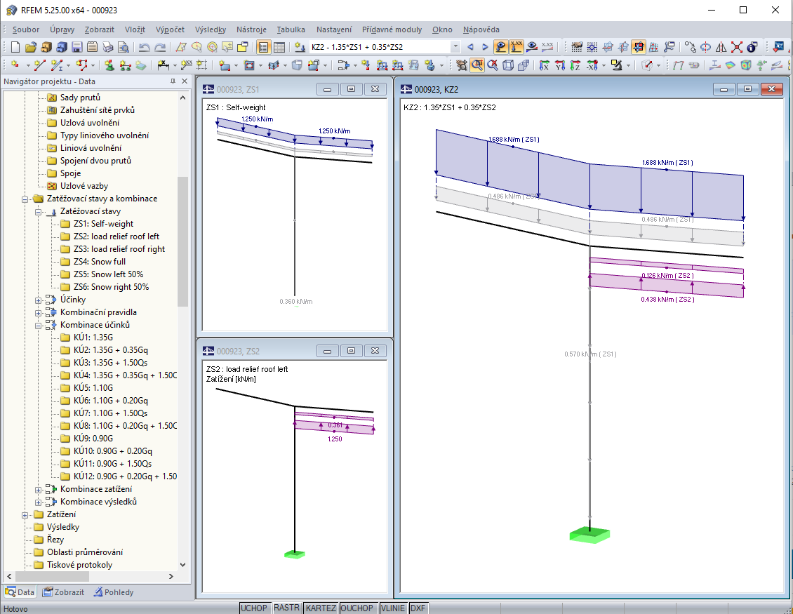 Kombinace zatížení vahadlových konstrukcí