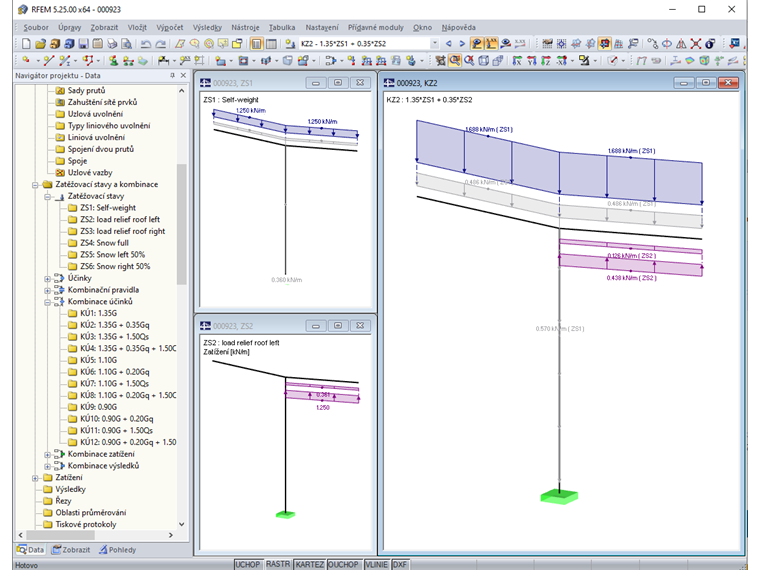 Kombinace zatížení vahadlových konstrukcí