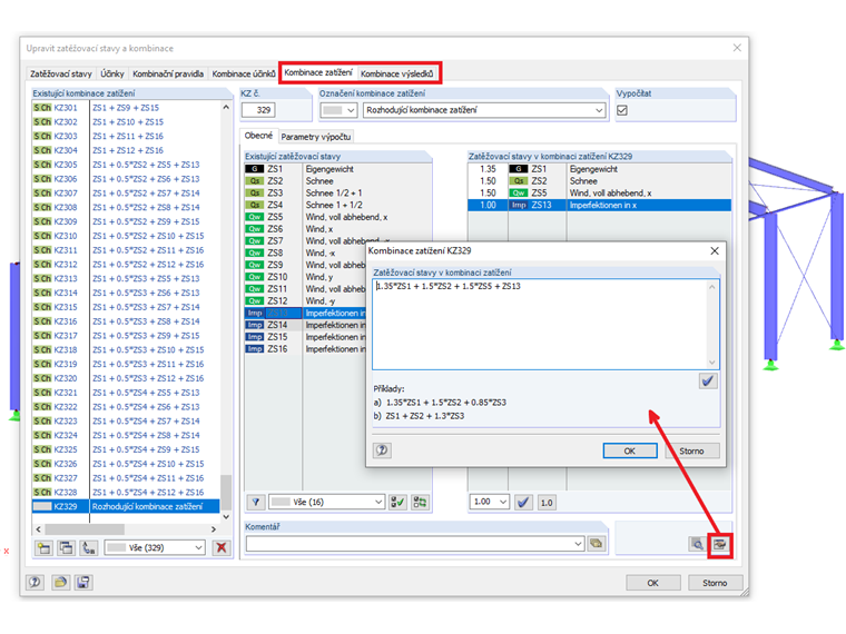 Ruční změna kombinací