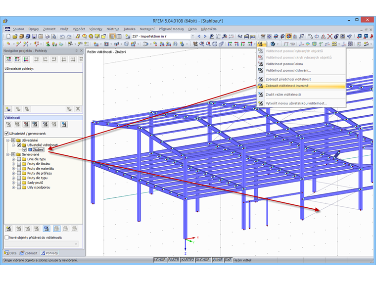 zobrazit viditelnost inverzně