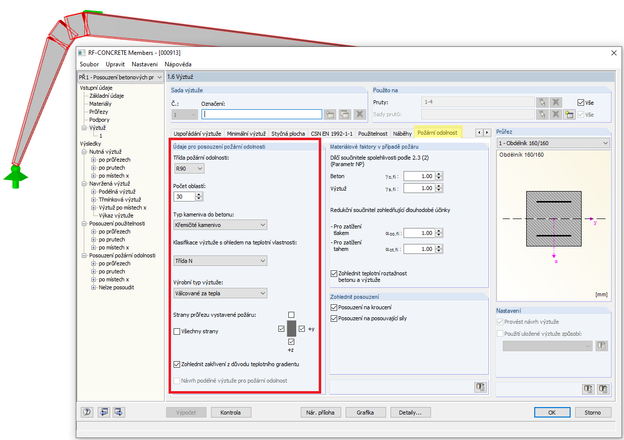 Posouzení požární odolnosti v CONCRETE a RF-CONCRETE Members