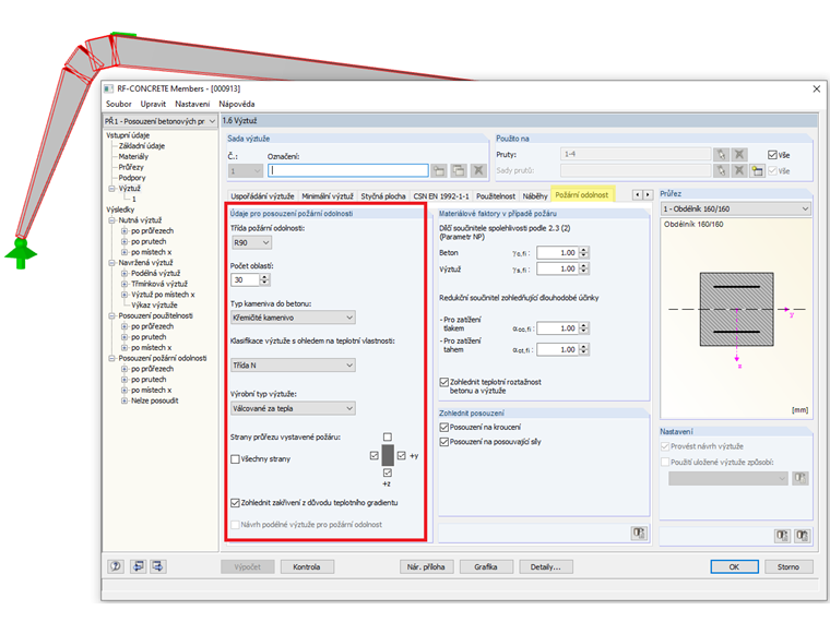 Posouzení požární odolnosti v CONCRETE a RF-CONCRETE Members