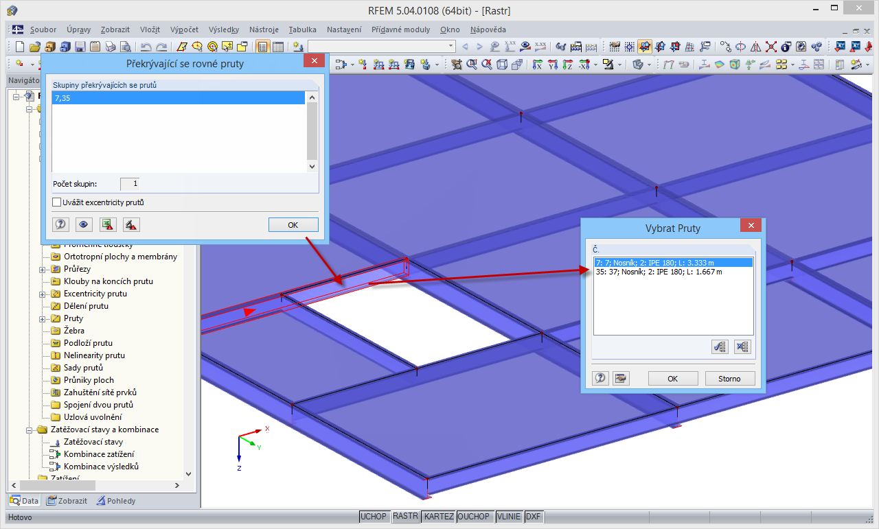 Výběrové okno při výběru shodných objektů