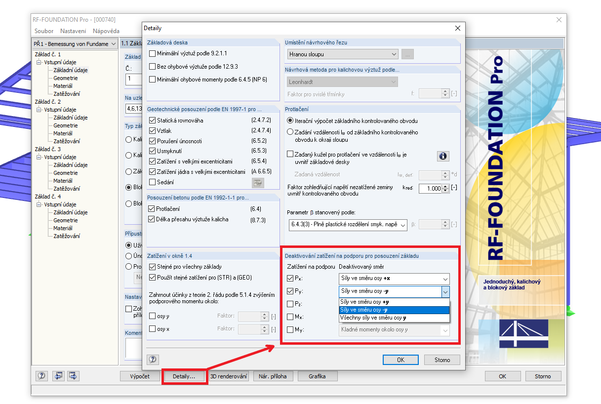 Nezohlednění podporových sil při posouzení základových patek
