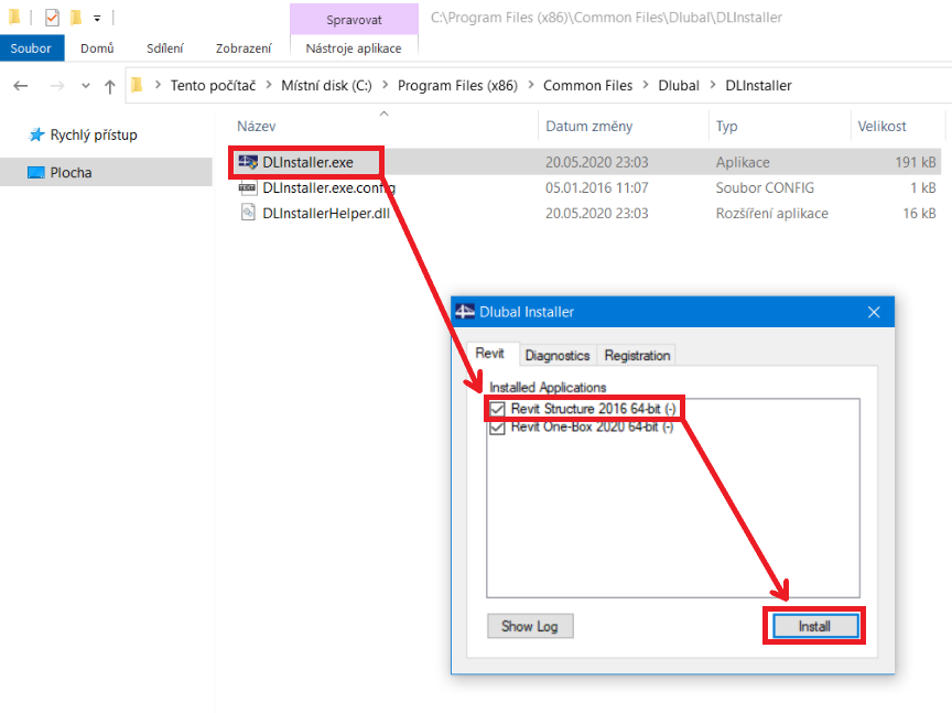 Dodatečná instalace rozhraní Revit