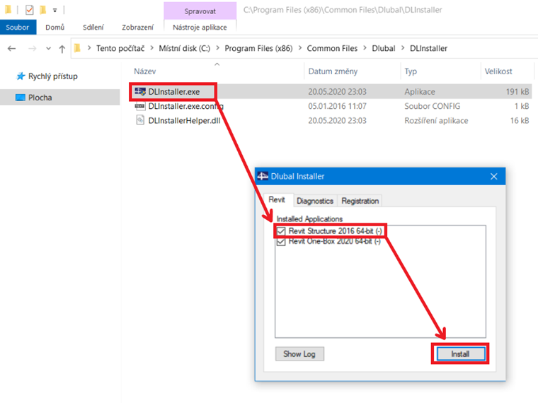 Dodatečná instalace rozhraní Revit