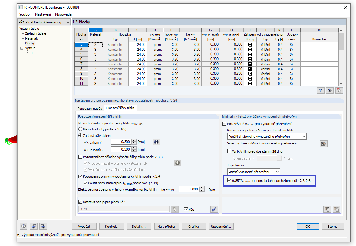 Redukce minimální výztuže pro pomalu tuhnoucí beton