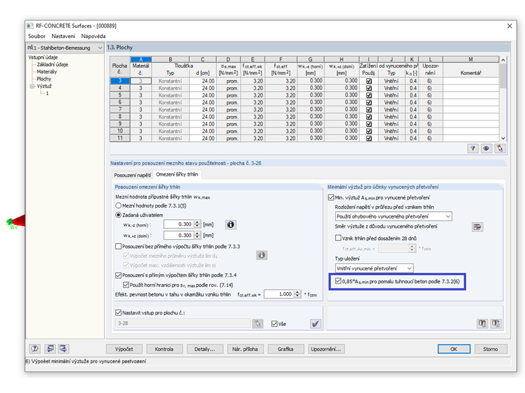 Redukce minimální výztuže pro pomalu tuhnoucí beton