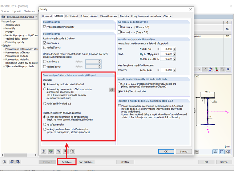 Působení kladných příčných zatížení