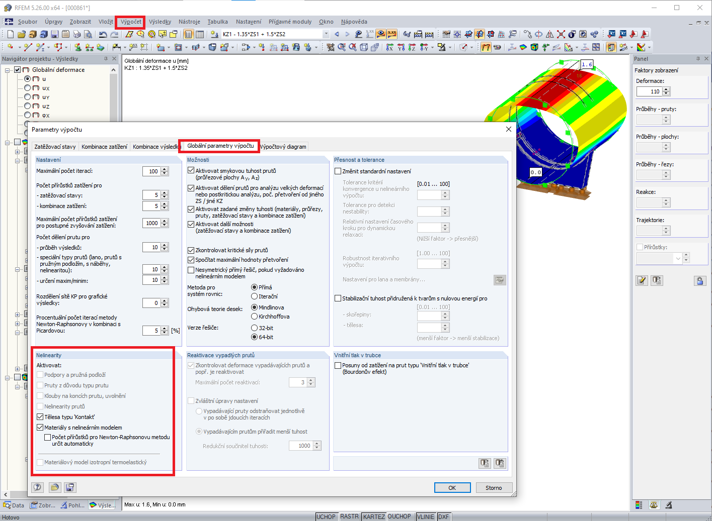 Deaktivace nelinearit v modelu