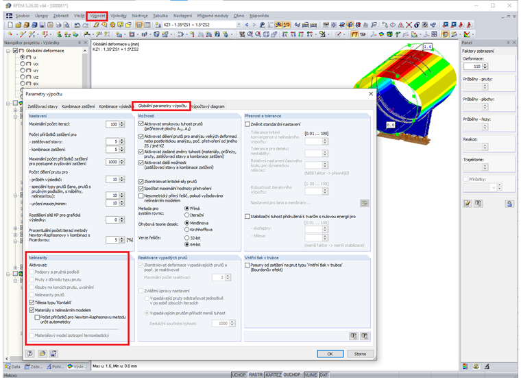 Deaktivace nelinearit v modelu