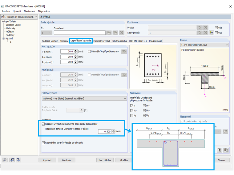 Begrenzte Verteilungsbreite der Zugbewehrung in der Gurtplatte von Plattenbalkenquerschnitten