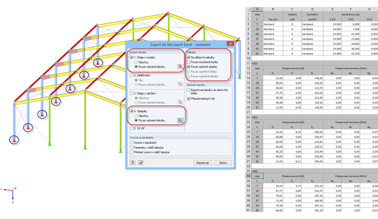 Export výsledků vybraných objektů