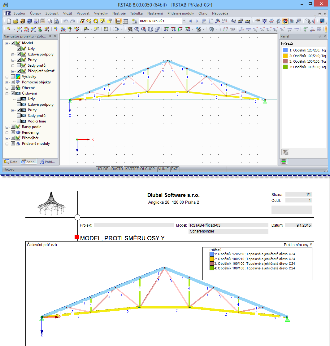 Panel barev pro průřezy