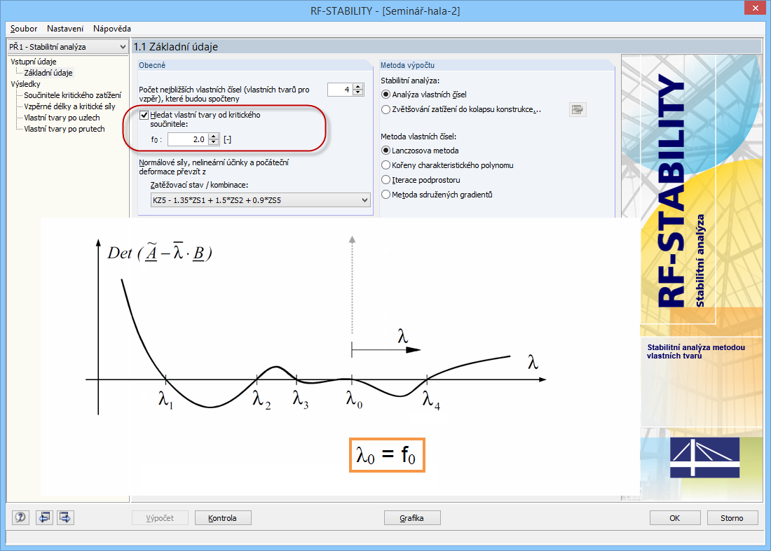 Hledání vlastních tvarů od součinitele kritického zatížení