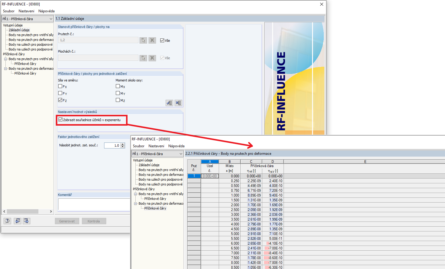 Zobrazení malých hodnot pořadnic účinků v exponenciálním formátu