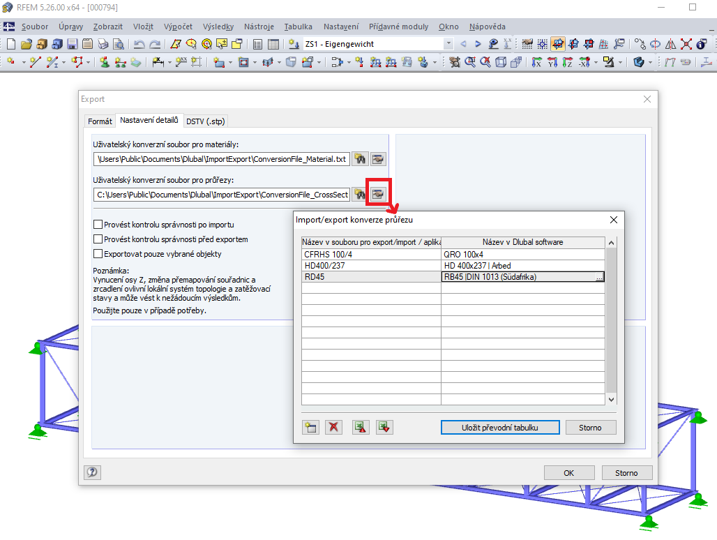 Zjednodušený import/export s převodní tabulkou