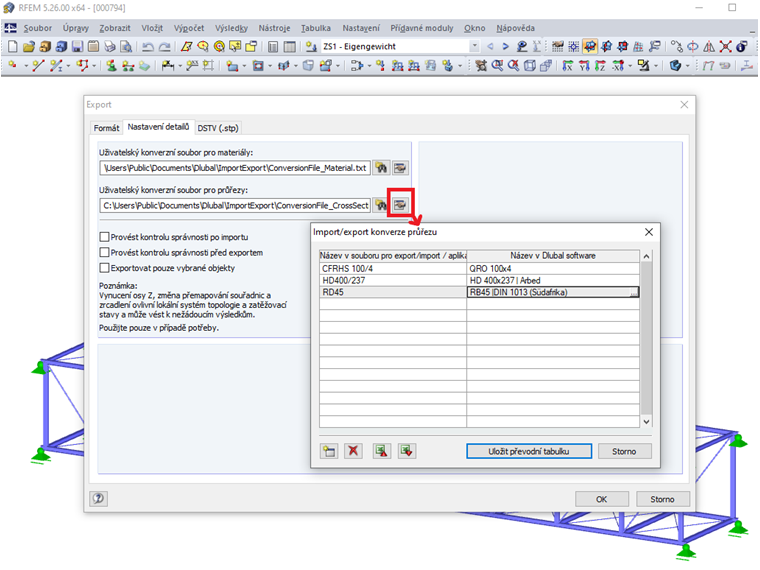 Zjednodušený import/export s převodní tabulkou