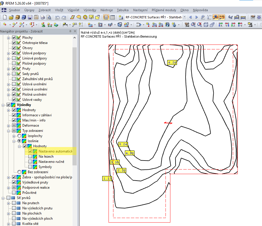 Automaticky označit izolinie