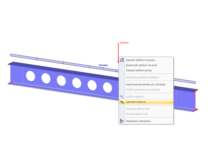 Místní nabídka pro zatížení