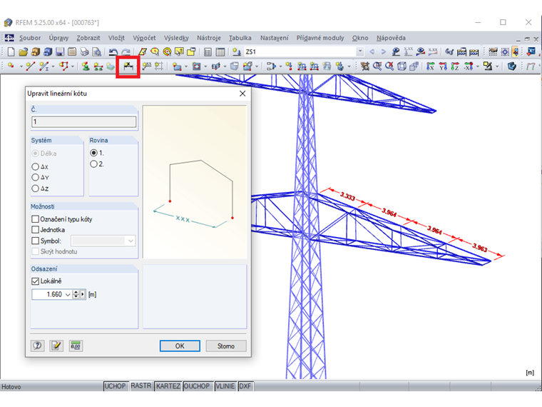 Šikmé řetězové kóty