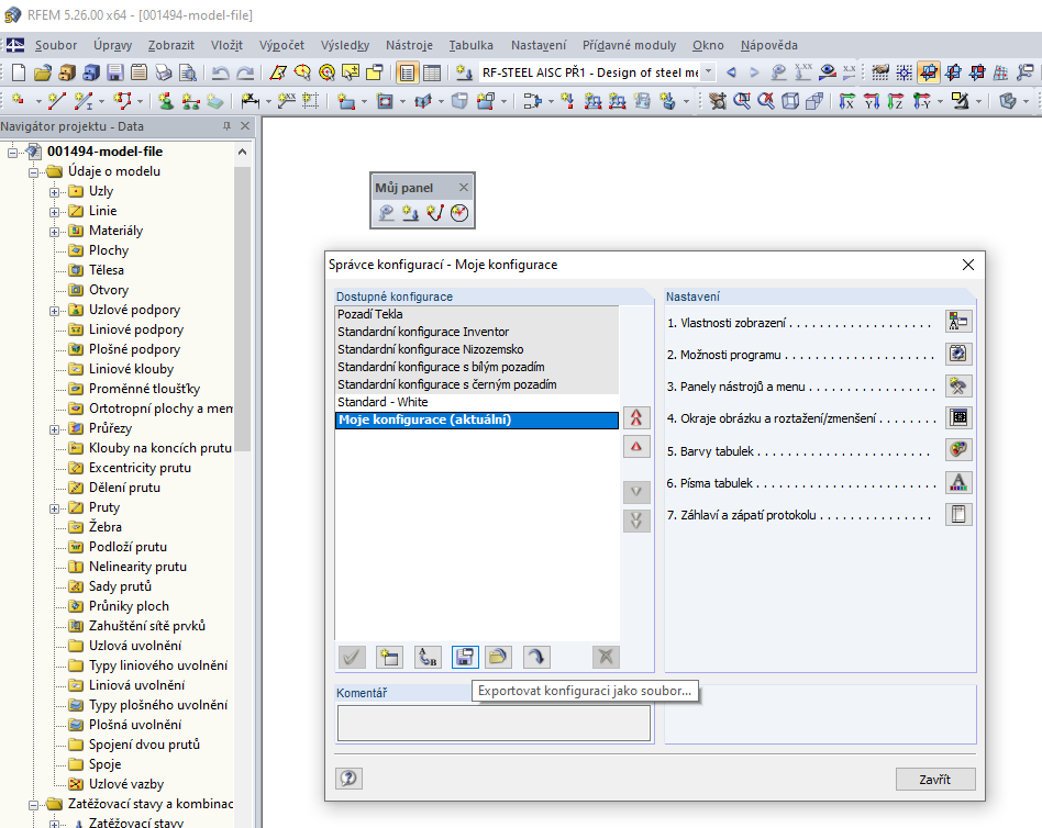 Uložení konfigurace
