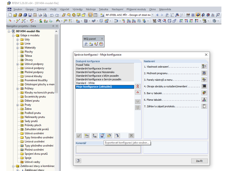 Uložení konfigurace