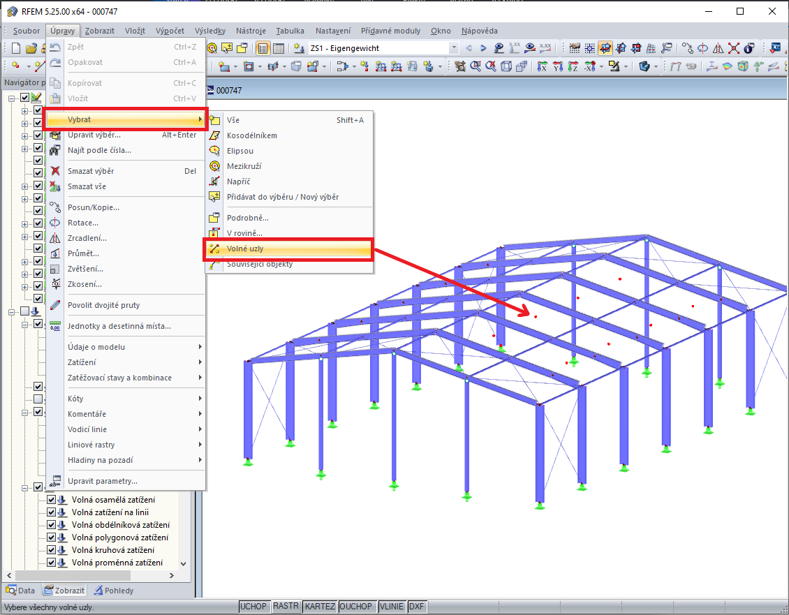 Výběr volných uzlů
