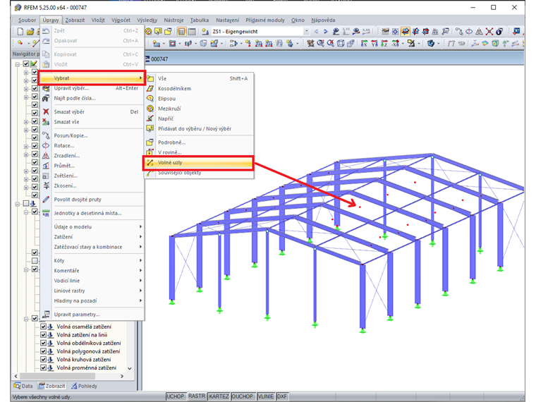 Výběr volných uzlů
