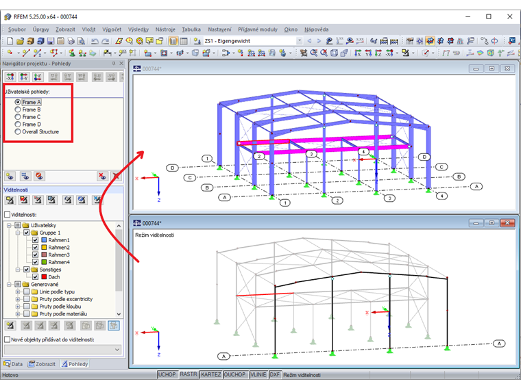 Přepínání mezi pohledy