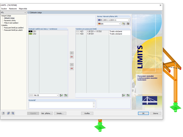 Parametry limitu patky sloupu