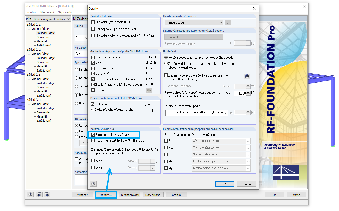 Identická zatížení pro všechny základy