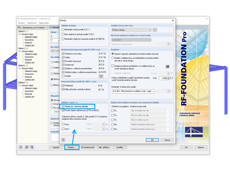 Identická zatížení pro všechny základy