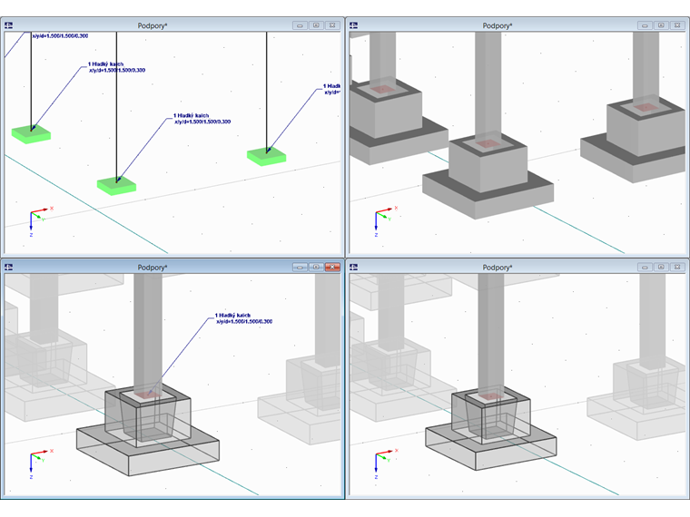 Zobrazení rozměrů základů